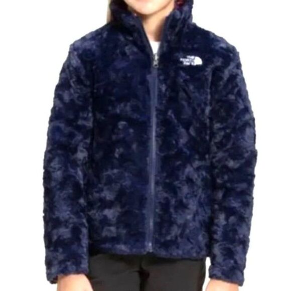 The North Face Reversible Children's Small (7/8) Floral/ Navy Blue Jacket Coat - Picture 2 of 8